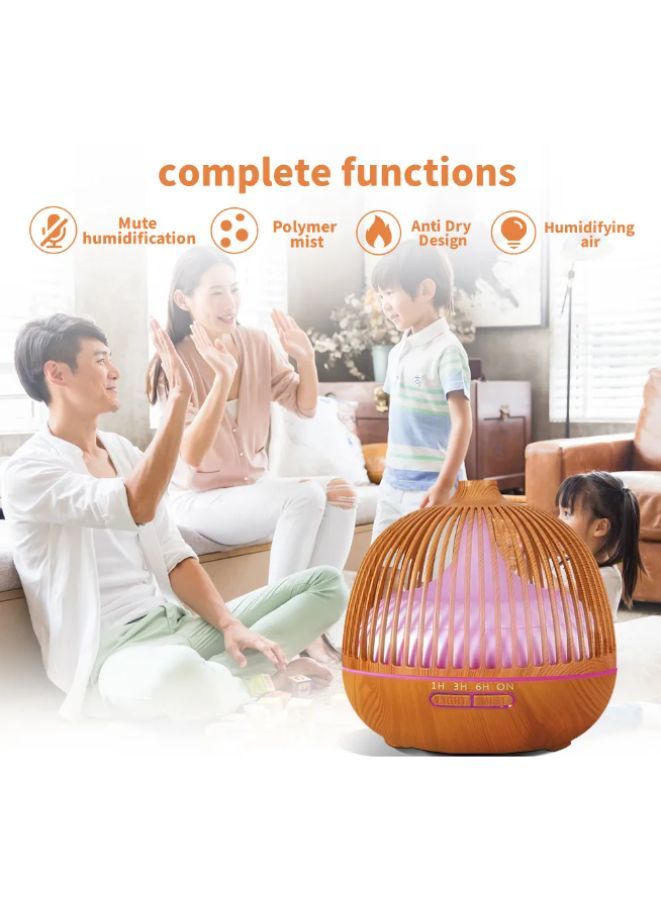 500ml Essential Oil Diffuser with LED Lights, Remote, Timer, and Auto-Off, Beige - Image 3