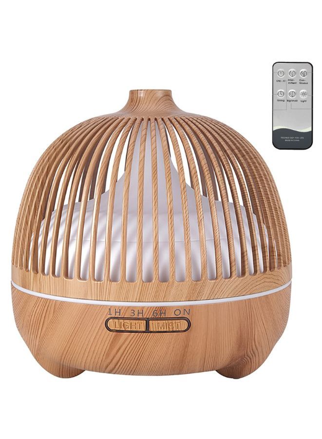 500ml Essential Oil Diffuser with LED Lights, Remote, Timer, and Auto-Off, Beige - Image 1