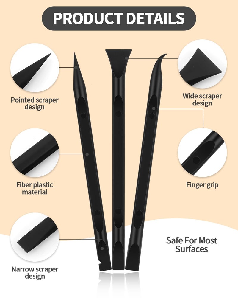 OXDFK 12 PCS Carbon Fiber Plastic Scrapers Tool, Non-Scratch Scraper Tool for Tight Spaces, Multi-Purpose Label Scraper Pen-Shaped, for Car Cleaning Supplies, Kitchen, Crevices, Stains (Black) - Image 3
