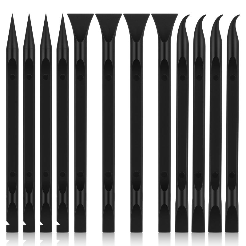 OXDFK 12 PCS Carbon Fiber Plastic Scrapers Tool, Non-Scratch Scraper Tool for Tight Spaces, Multi-Purpose Label Scraper Pen-Shaped, for Car Cleaning Supplies, Kitchen, Crevices, Stains (Black) - Image 1