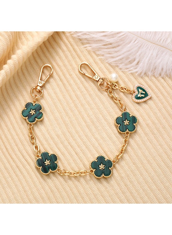 NIBEMINENT Phone Charm/ Chain Strap for Women Girls, Five Leaf Flower Chain Cell Phone Case Lanyard Wrist Strap