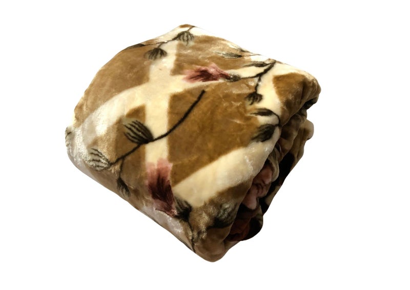 Signature بطانية موقعة سرير مفرد من الفرو 300 TC بطانية طبقة واحدة لفصول الشتاء القاسية (بني ذهبي) - Image 3