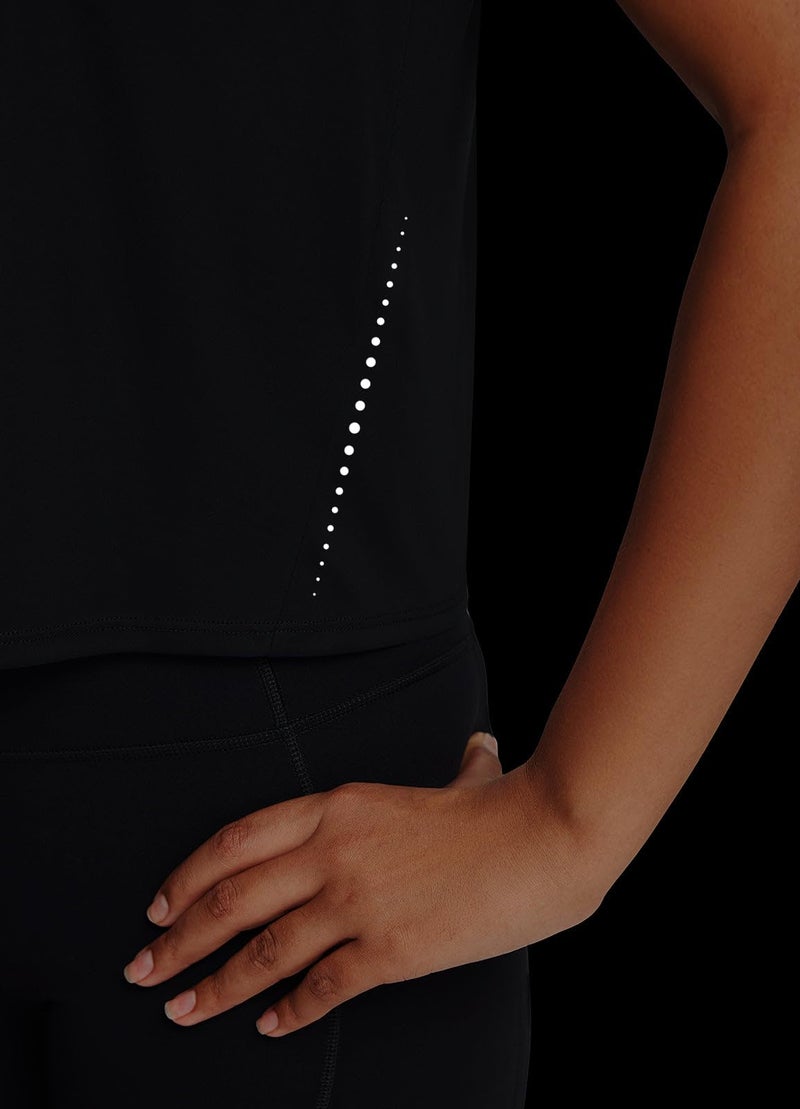baleaf Women's Workout Tops Athletic Shirts Cropped Short Sleeve Split Back Running Gym Quick Dry Sun Protection UPF 50+ Black L - Image 5