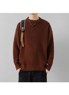 1 x 5 pcs Winter Thick Knit Sweater Mens Casual Solid Color Warm Pullover Brown
