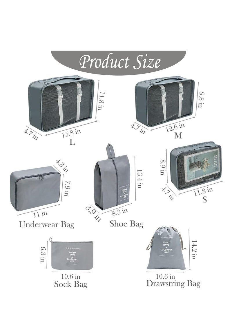 7-Piece Luggage Packing Organizers Set – Travel Packing Cubes with Shoe Bag, Cosmetics Bag, Clothing Organizers, Compression Packing Cubes, Travel Accessories for Easy Organization, Luggage Organizer Set, Space-Saving Travel Solution, Packing Cube Set for Suitcase, Carry-On, Travel Gear - Image 3