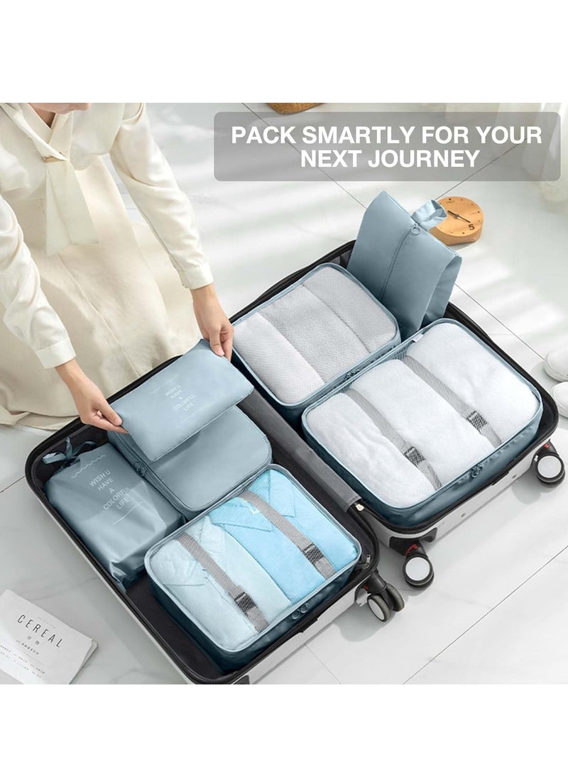 7-Piece Luggage Packing Organizers Set – Travel Packing Cubes with Shoe Bag, Cosmetics Bag, Clothing Organizers, Compression Packing Cubes, Travel Accessories for Easy Organization, Luggage Organizer Set, Space-Saving Travel Solution, Packing Cube Set for Suitcase, Carry-On, Travel Gear - Image 4