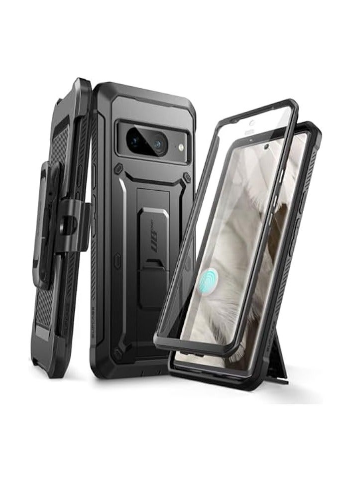 SUPCASE for Google Pixel 8A Case with Stand & Belt-Clip (Unicorn Beetle Pro), [Built-in Screen Protector] [Military-Grade Protection] Heavy Duty Rugged Kickstand Phone Case for Pixel 8A, Black - Image 1