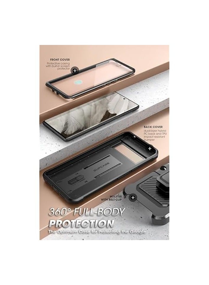 SUPCASE for Google Pixel 8A Case with Stand & Belt-Clip (Unicorn Beetle Pro), [Built-in Screen Protector] [Military-Grade Protection] Heavy Duty Rugged Kickstand Phone Case for Pixel 8A, Black - Image 4