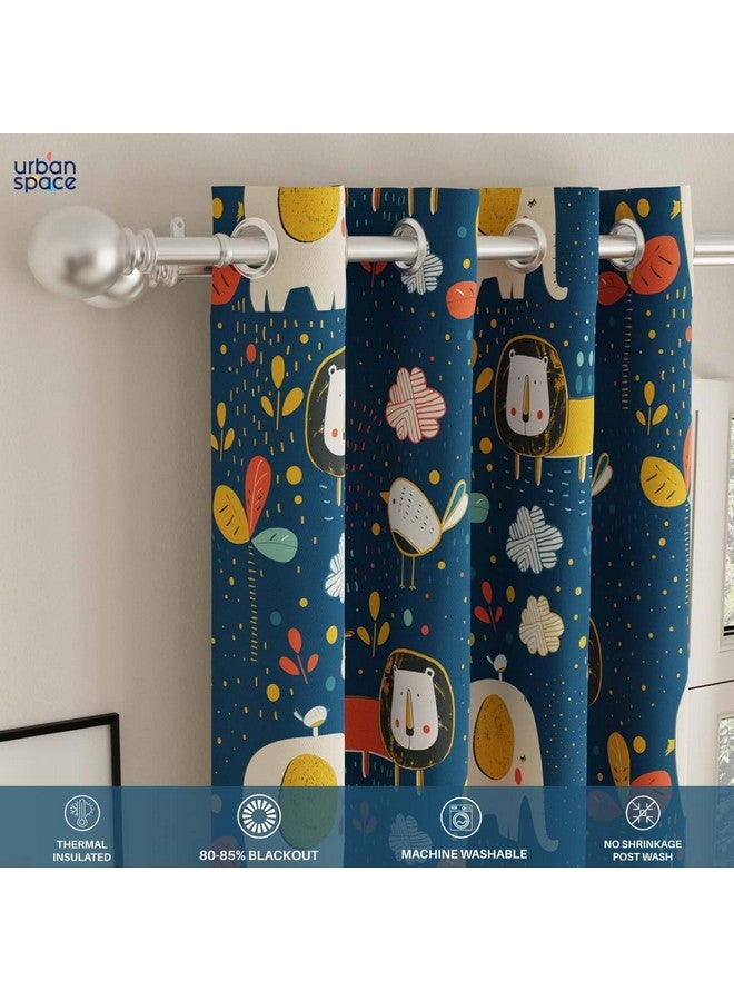 Urban Space ستائر معتمة مطبوعة رقمياً باللون الأسود لمساحة حضرية لغرفة نوم ذات باب طويل، 80-85% تعتيم للغرفة ستائر أطفال معتمة، قطعة واحدة مع عيون ورباط (باب طويل 8 قدم × 4 قدم، ملك الأسد الأزرق) - Image 4