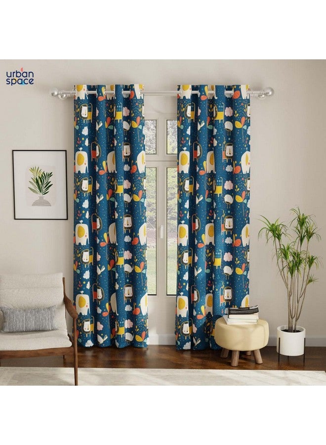 Urban Space ستائر معتمة مطبوعة رقمياً باللون الأسود لمساحة حضرية لغرفة نوم ذات باب طويل، 80-85% تعتيم للغرفة ستائر أطفال معتمة، قطعة واحدة مع عيون ورباط (باب طويل 8 قدم × 4 قدم، ملك الأسد الأزرق) - Image 2