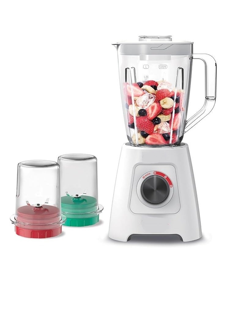 مولينكس Blender 800 Watt 2 Liters (1.25L Net) Grinder and Chopper White LM4231EG. 1.25 L 800 W LM4231EG White - Image 1
