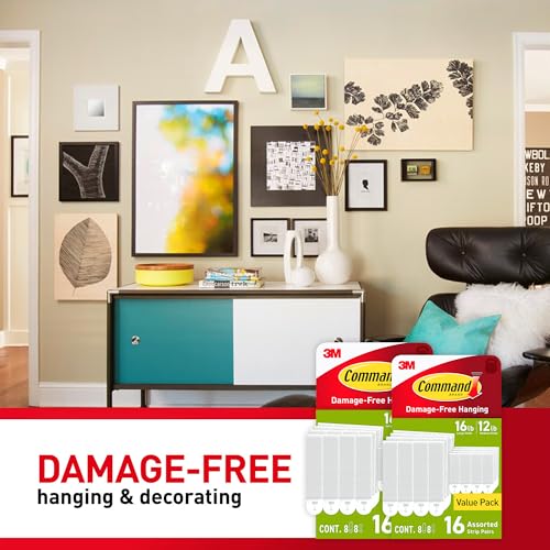 Command Medium and Large Picture Hanging Strips, Damage Free Hanging Picture Hangers, No Tools Wall Hanging Strips for Living Spaces, White, 16 Medium Pairs and 16 Large Pairs (64 Total) - Image 4