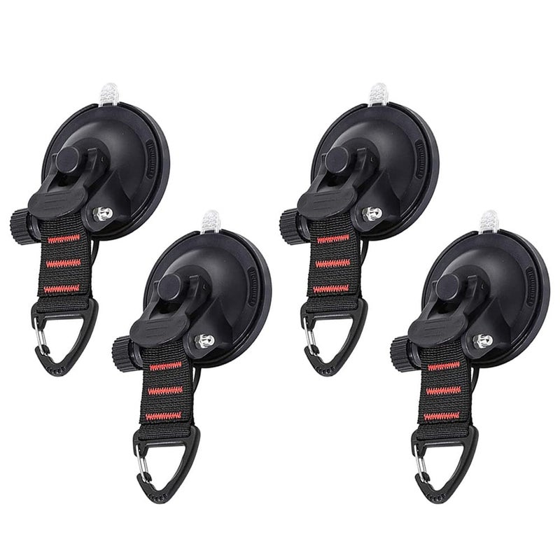 Generic Frunimall Suction Cups with Straps D Ring, 4Pcs Heavy Duty Suction Cups Anchor , Multipurpose Camping Sucker Cups Hooks for Home Outdoor Car Van Truck Awning Boat Tarp (4)  - Image 1