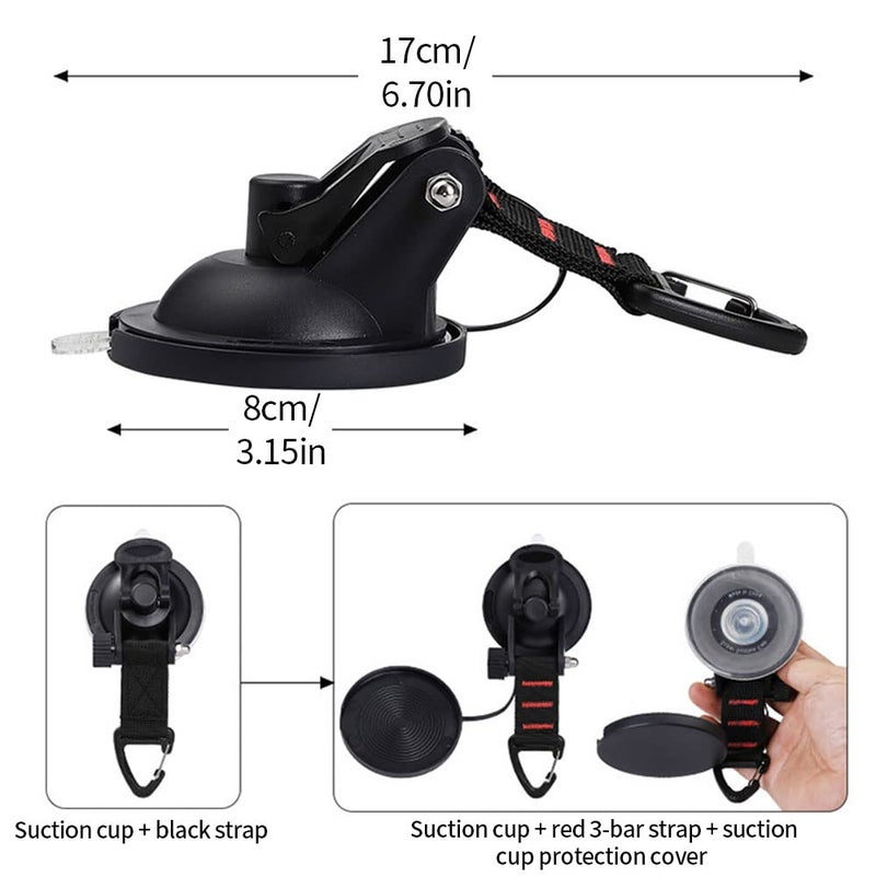 Generic Frunimall Suction Cups with Straps D Ring, 4Pcs Heavy Duty Suction Cups Anchor , Multipurpose Camping Sucker Cups Hooks for Home Outdoor Car Van Truck Awning Boat Tarp (4)  - Image 2