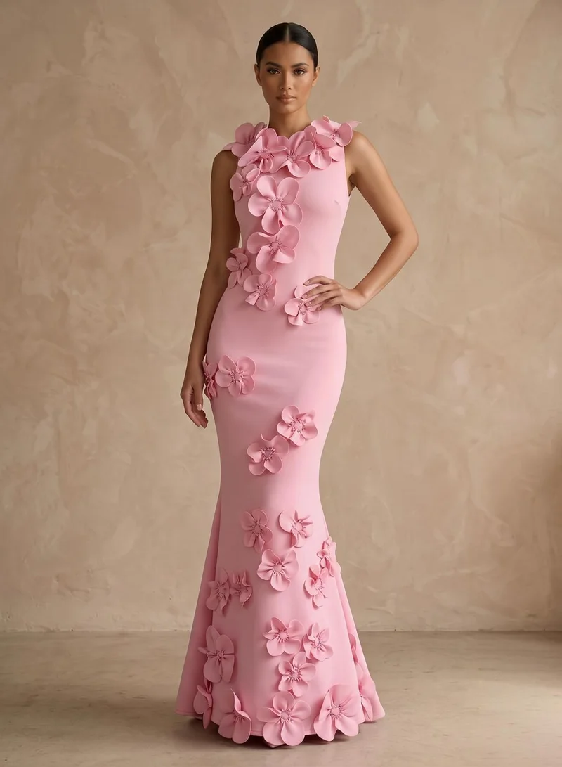 Ginger Boutique 3D Floral Detail Mermaid Dress