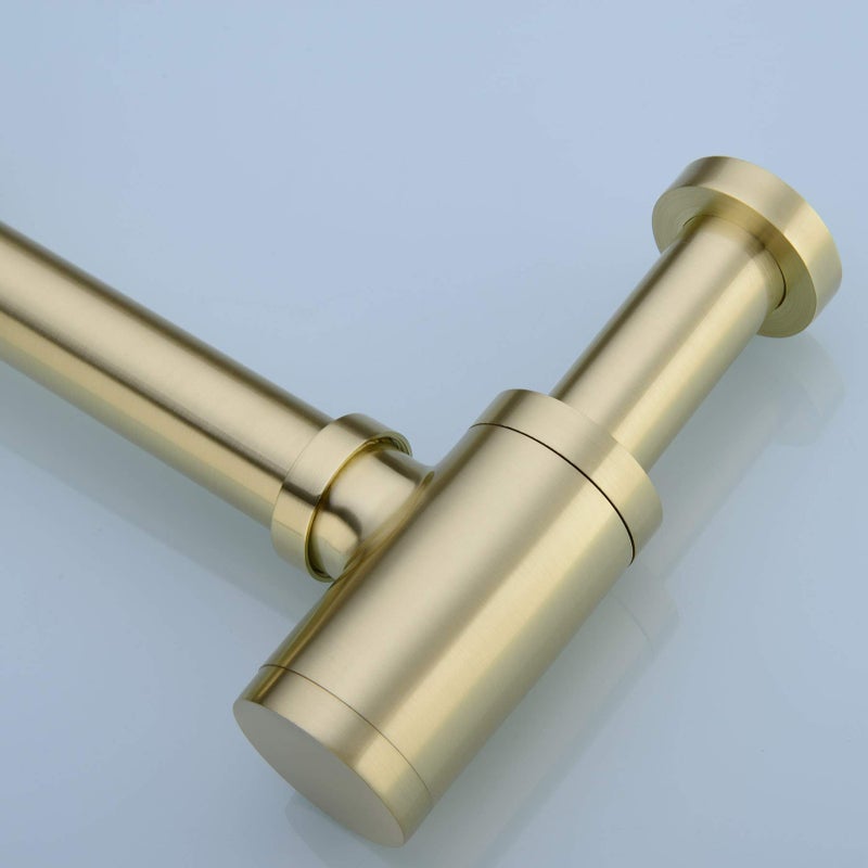 Orhemus Brass Round Bottle P Trap, Basin Sink Waste Trap Drain Tube Kit Adjustable Height, Brushed Gold Finished - Image 2