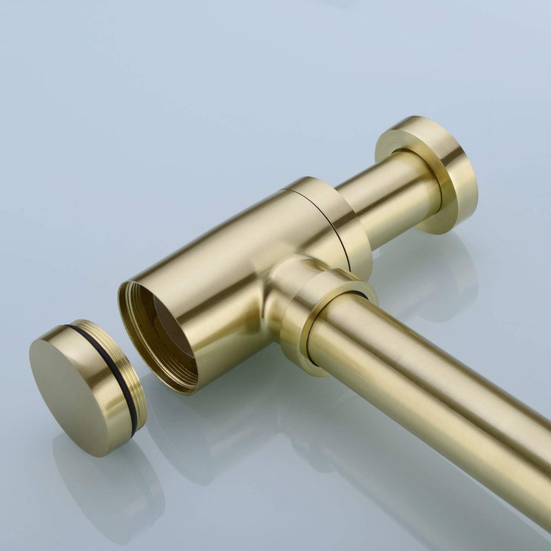 Orhemus Brass Round Bottle P Trap, Basin Sink Waste Trap Drain Tube Kit Adjustable Height, Brushed Gold Finished - Image 3