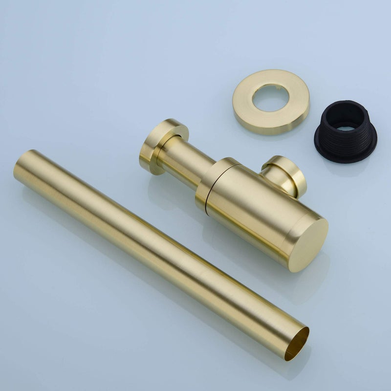 Orhemus Brass Round Bottle P Trap, Basin Sink Waste Trap Drain Tube Kit Adjustable Height, Brushed Gold Finished - Image 5