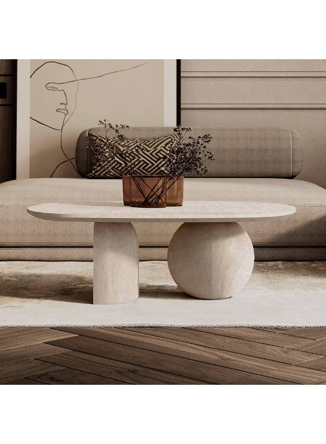 Al Home Harmony Serene Off-White Marble Center Table By Alhome 110x40 cm - Image 3