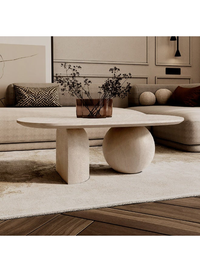 Al Home Harmony Serene Off-White Marble Center Table By Alhome 110x40 cm - Image 4