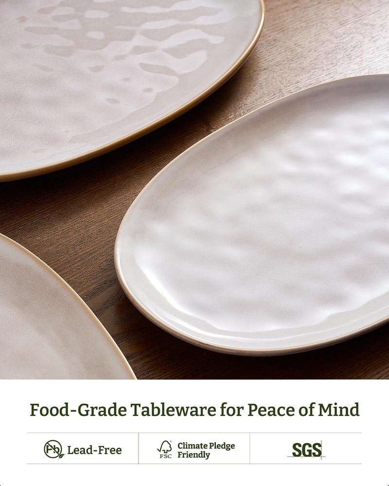 Famiware Serving Platters Set of 3 Sizes - Oval, Cappuccino White - Image 5