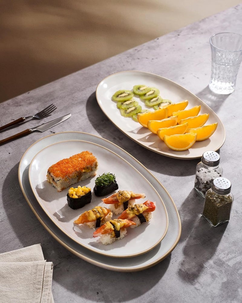 Famiware Serving Platters Set of 3 Sizes - Oval, Cappuccino White - Image 4