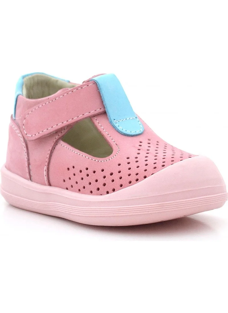 Rakerplus Shaun Genuine Leather Pink Blue Velcro Anatomical Baby Sandals