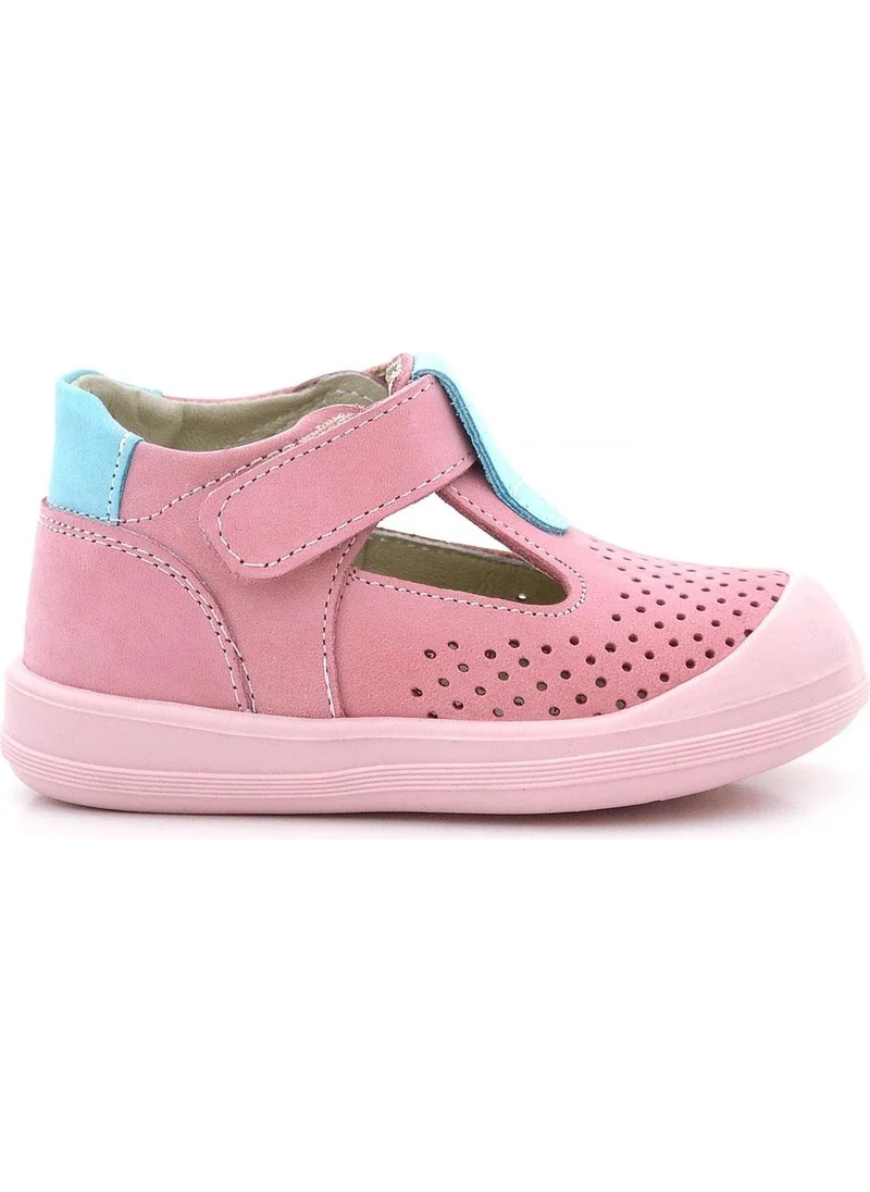 Rakerplus Shaun Genuine Leather Pink Blue Velcro Anatomical Baby Sandals