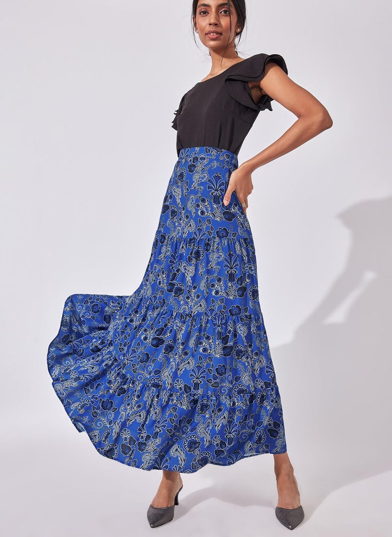 The Label Life Lapis Floral Tiered Maxi Skirt - Image 2