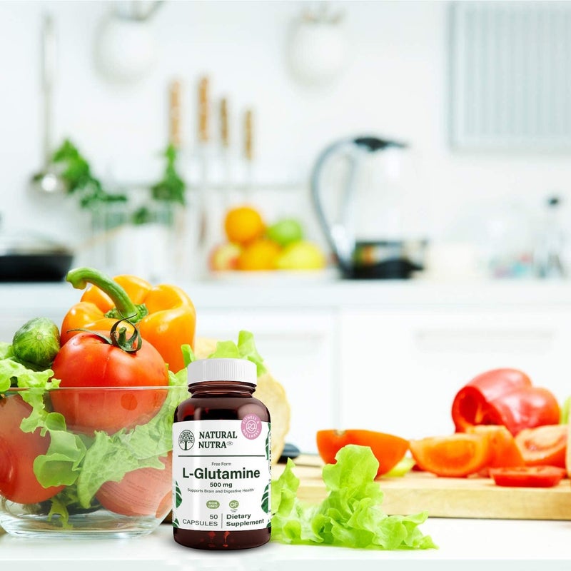 Natural Nutra L Glutamine Helps to Promote Optimal Brain Functioning Support Digestive Functioning Improve Muscle Health and Boost Memory and Focus Support Cerebral Functioning 500 mg 50 Capsules - Image 5