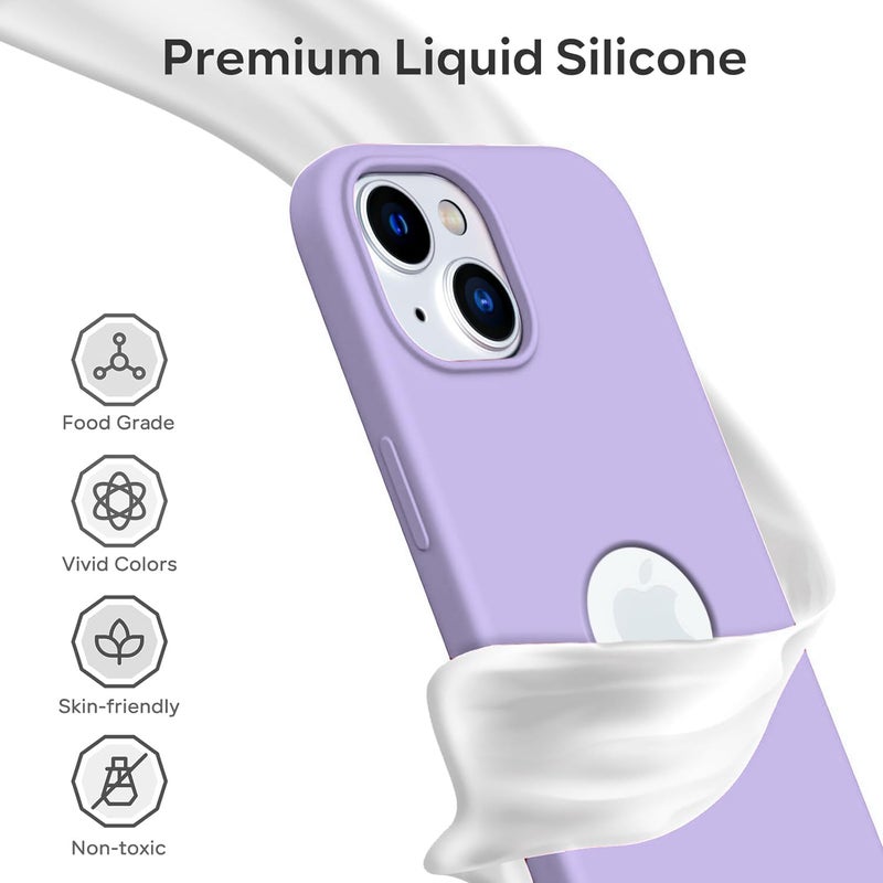 Elzzi Microfiber Logo Cut Cover Compatible for iPhone 15 Case Liquid Silicone Cases Non-Slip Full Body 4 Layer Protective Covers Shockproof Back Cover with High Raised Camera Lips (6.1 inch, Purple) - Image 4