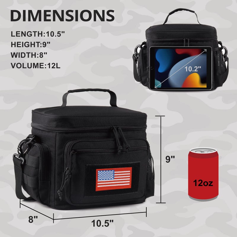 ATRIPACK Lunch Box for Men, Tactical Lunch Bag MOLLE Webbing Leakproof Insulated Large Lunch Cooler Women Adult Meal with Adjustable Shoulder Strap Durable Lunch Pail(Black) - Image 5