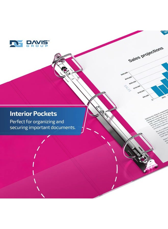 Davis Group Premium Economy 1.5-Inch Binders, 3-Ring Binders for School, Office, or Home, Colored Binder Notebooks, Pack of 6, Round Ring, Pink - Image 5