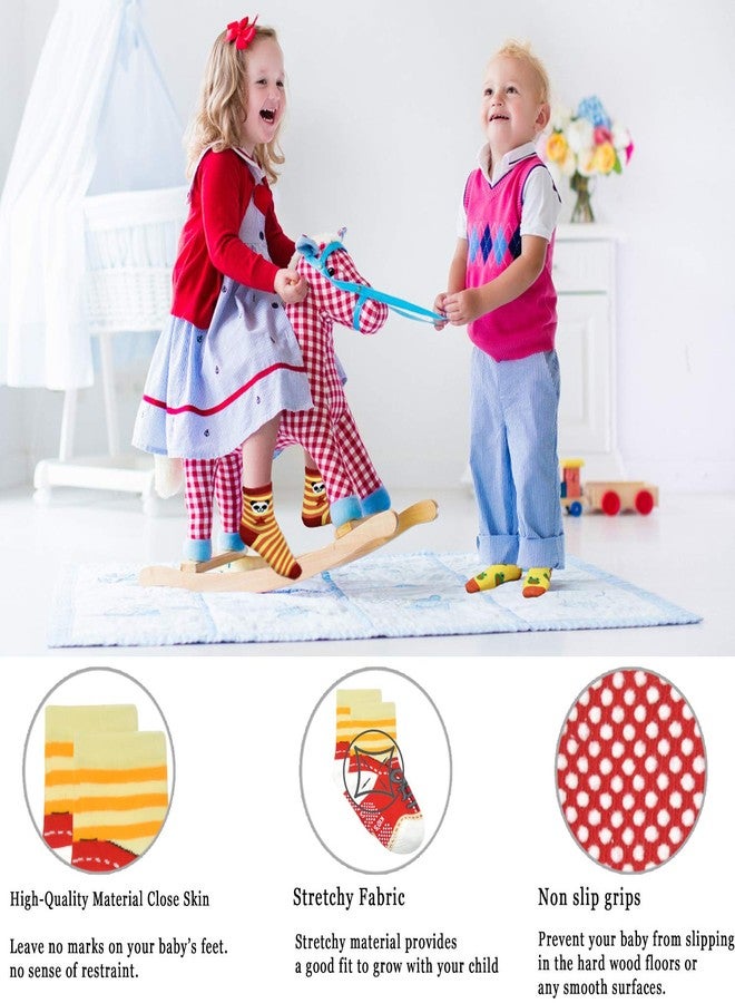 Tphon 12 Pairs Toddler Non Skid Ankle Length Socks With Grips Anti Slip Bottom,Cotton Non Slip Ankle Crew Socks For Boys,Girls,Kids(1-7Years),#2 Strawberry Style(12 Pairs),5-7 Years,Multicolour - Image 3