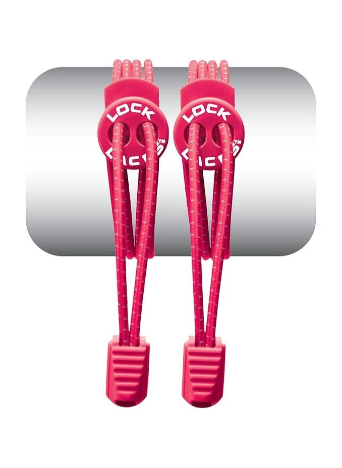 LOCK LACES Lock Laces - Elastic No Tie Shoelaces, One Size Fits All, for Kids and Adults, Elastic No Tie Shoe Laces hot pink 