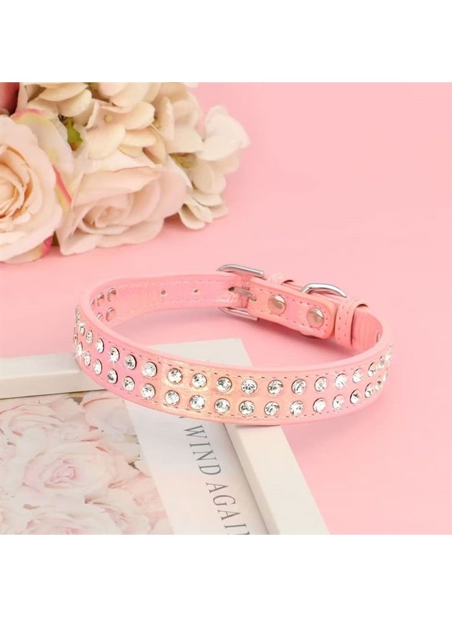 BEIRUI Bling Rhinestone Dog Collar with Studded Diamonds for Small Medium Dogs Cats,Cute Bedazzled PU Leather Dog Collar with Sparkling Crystals for Girl Boy Puppies,Pink,S - Image 3