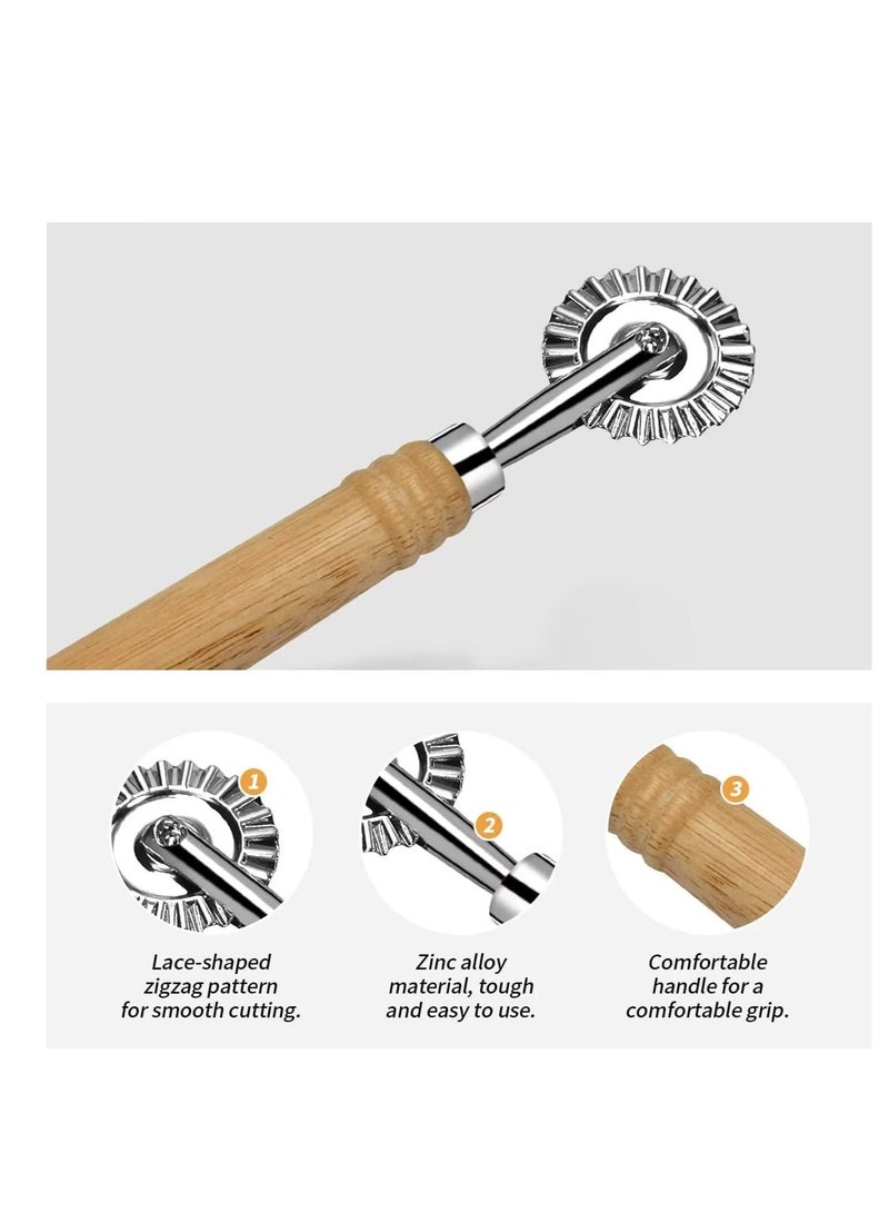 NIBEMINENT 2 Pack Ravioli Cutter Wheel, Pasta Wheel with Long Wooden Handle, Zinc Alloy Roller for Kitchen - Image 3