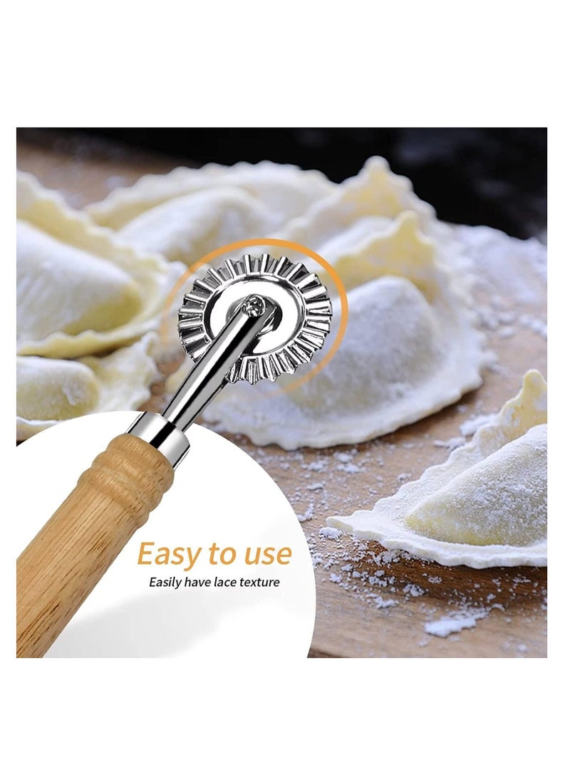 NIBEMINENT 2 Pack Ravioli Cutter Wheel, Pasta Wheel with Long Wooden Handle, Zinc Alloy Roller for Kitchen - Image 4