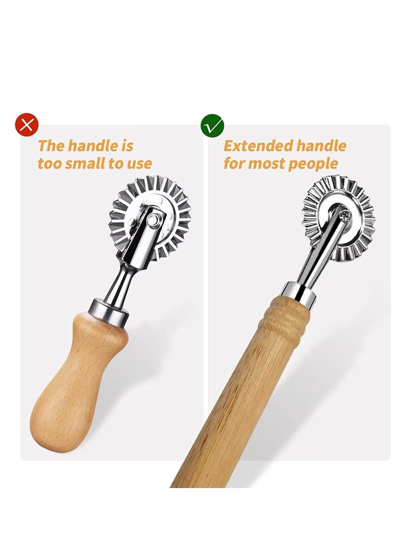 NIBEMINENT 2 Pack Ravioli Cutter Wheel, Pasta Wheel with Long Wooden Handle, Zinc Alloy Roller for Kitchen - Image 2