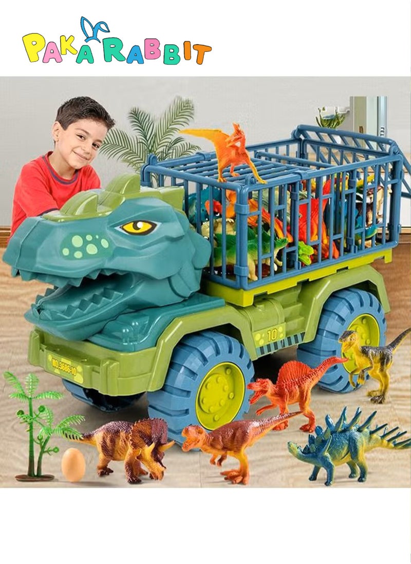 Dinosaur Truck Toys With 15 Dinosaur Toys Playset Figures,Toy Trucks for Boys,Large Dinosaur Carrier Truck  - Image 1