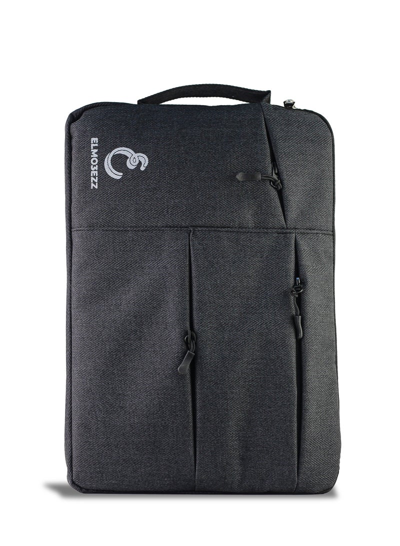 حقيبة كمبيوتر محمول متوافقة مع جهاز Dell XPS/HP Pavilion/Ideapad/Acer/Alienware/HP Omen مقاس 17-17.3 بوصة، حافظة عمودية من البوليستر مع جيب (أسود) - Image 2