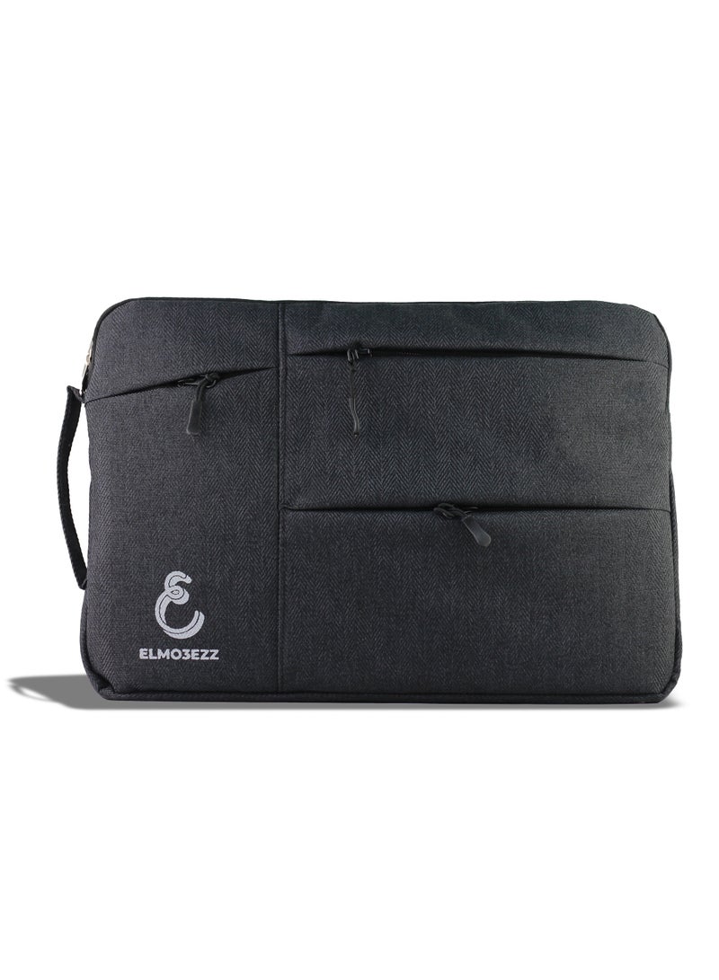 حقيبة كمبيوتر محمول متوافقة مع جهاز Dell XPS/HP Pavilion/Ideapad/Acer/Alienware/HP Omen مقاس 17-17.3 بوصة، حافظة عمودية من البوليستر مع جيب (أسود) - Image 3