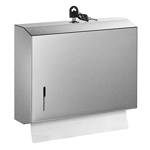Gorlary Wall Mounte Paper Towel Dispensers, 10.4" L x 3.3" D x 8.3" H, Stainless Steel C-Fold Multifold Hand Paper Tissue Holder with Lock - Image 1