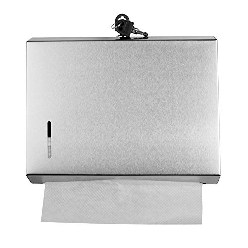 Gorlary Wall Mounte Paper Towel Dispensers, 10.4" L x 3.3" D x 8.3" H, Stainless Steel C-Fold Multifold Hand Paper Tissue Holder with Lock - Image 2