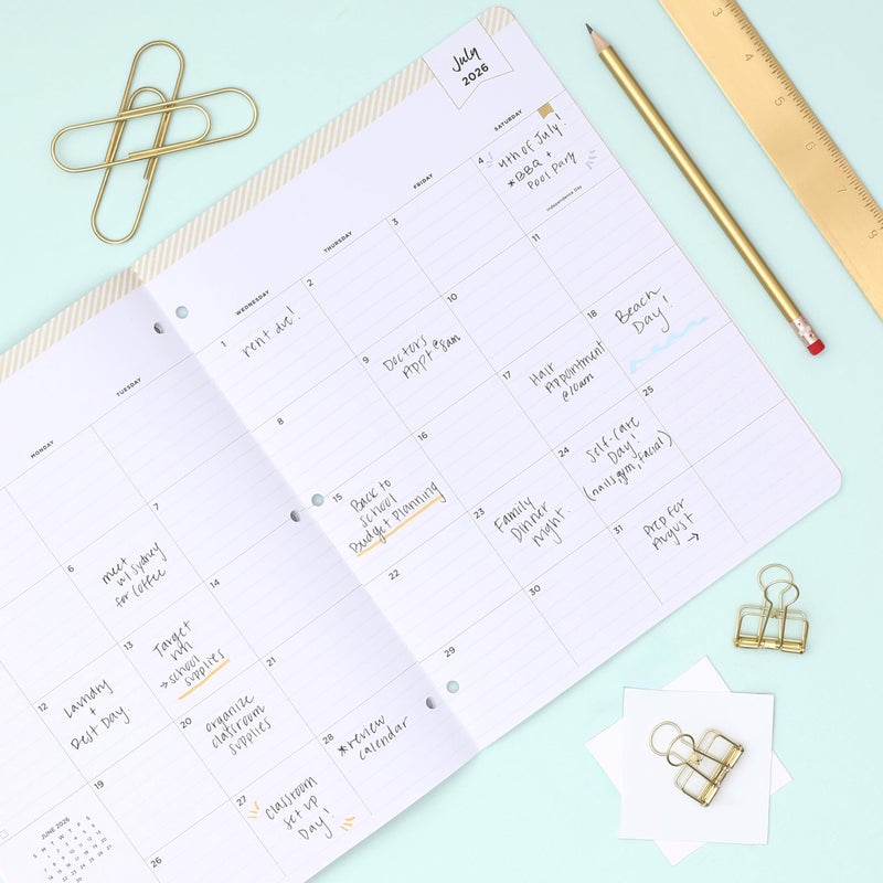 Blue Sky Day Designer 2026-2027 Monthly Academic Year Teacher Planner Calendar, July 2026 - June 2027, 8.5" x 11", Coated Paper Cover, Stapled Binding, Swiss Dot Blush - Image 2