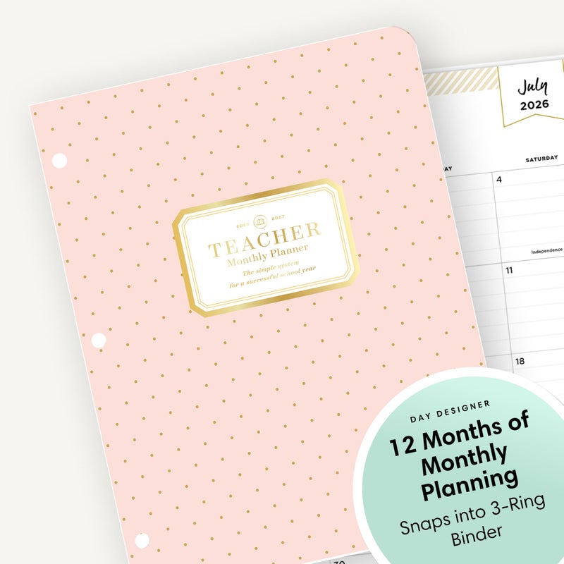 Blue Sky Day Designer 2026-2027 Monthly Academic Year Teacher Planner Calendar, July 2026 - June 2027, 8.5" x 11", Coated Paper Cover, Stapled Binding, Swiss Dot Blush - Image 5