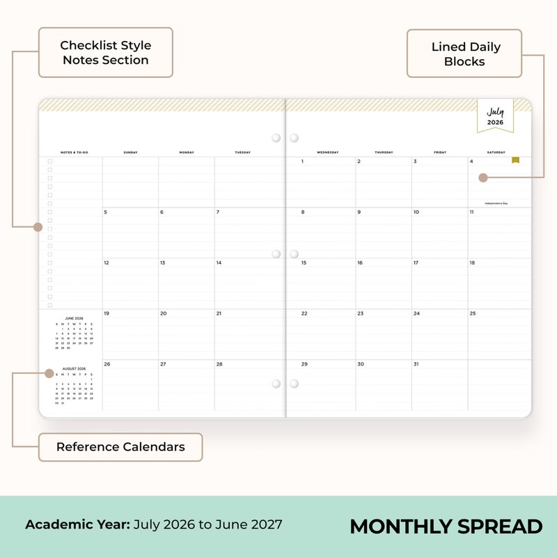 Blue Sky Day Designer 2026-2027 Monthly Academic Year Teacher Planner Calendar, July 2026 - June 2027, 8.5" x 11", Coated Paper Cover, Stapled Binding, Swiss Dot Blush - Image 3