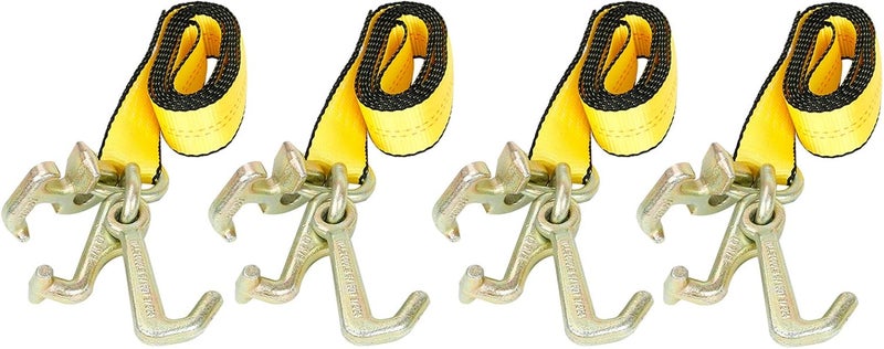 Fekuar حزام ربط شاحنة فكوار 4 قطع 2" × 8' ثقيل الوزن مع خطاف مجموعة RTJ - Image 1