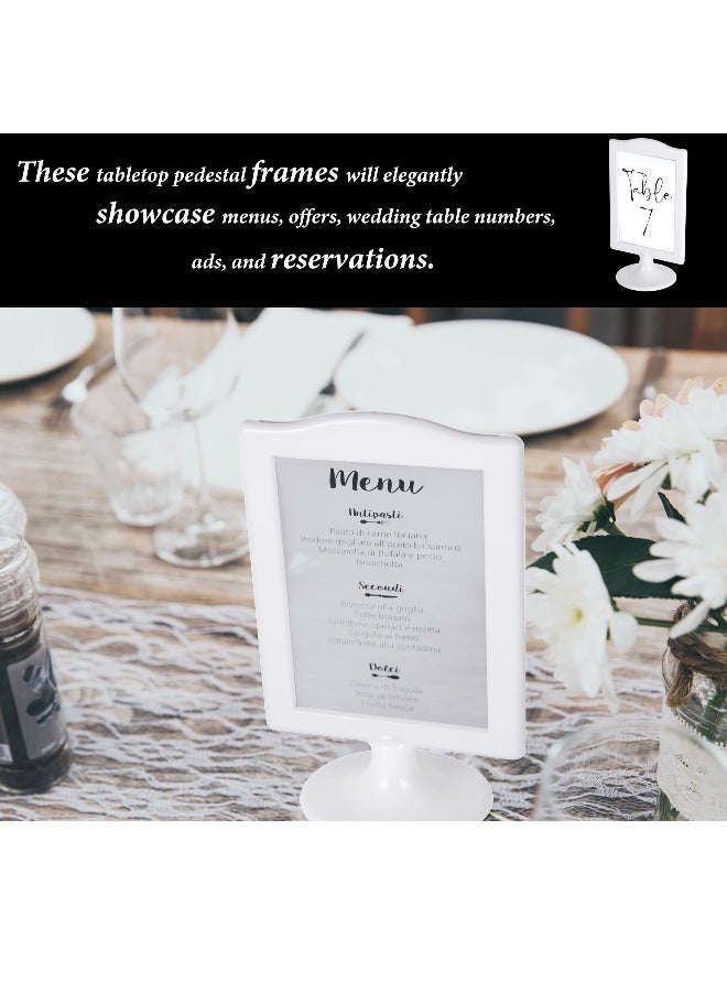 Double Sided Standing Picture Frames, 4x6 Inch Pedestal Photo Frame, Two Sided Bulk Plastic Picture Frames for Table Numbers, Wedding Tables(White, 4Pack) - Image 2