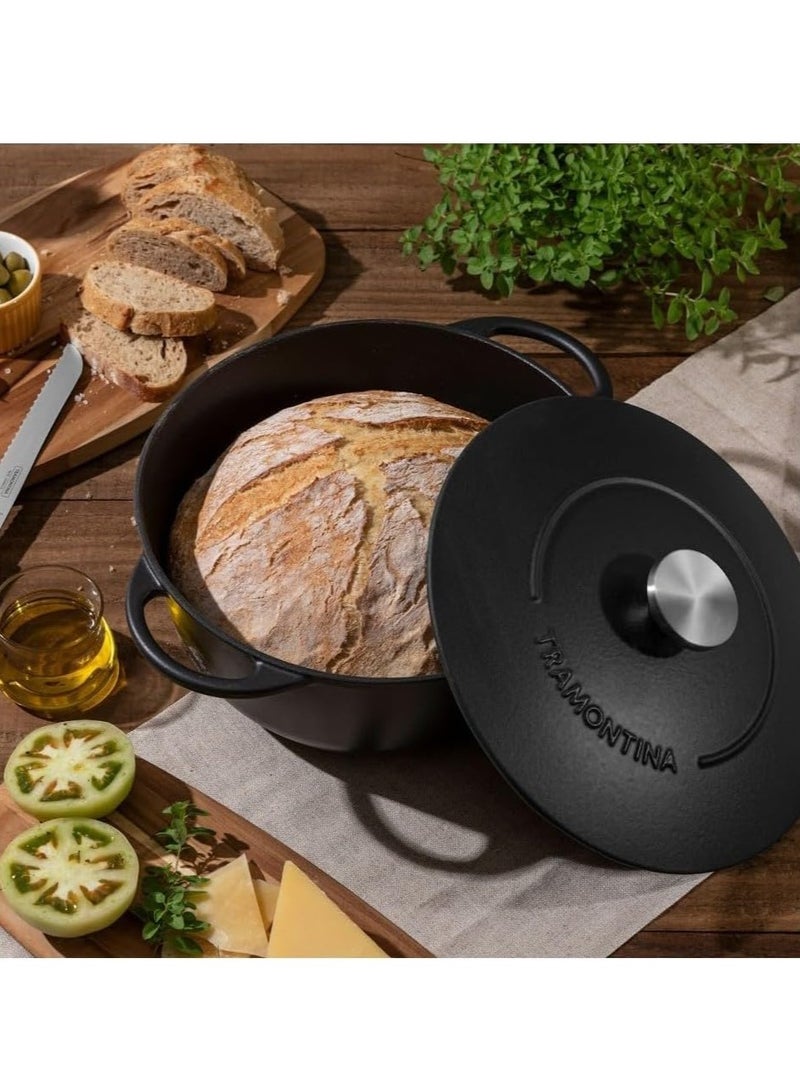 TRAMONTINA Trento 24cm 4L Black Enameled Cast Iron Dutch Oven - Image 1
